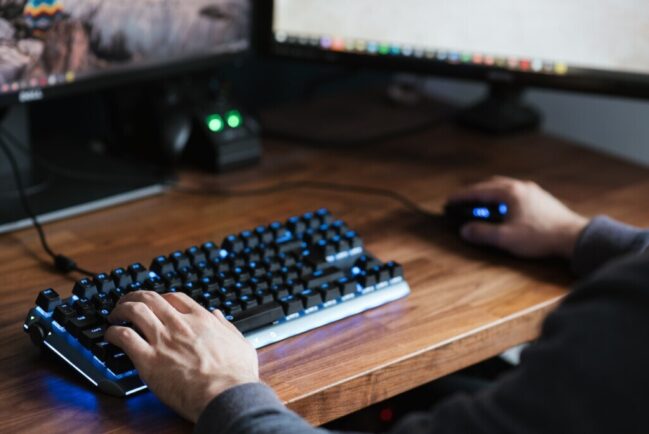 Man looking at his computer
